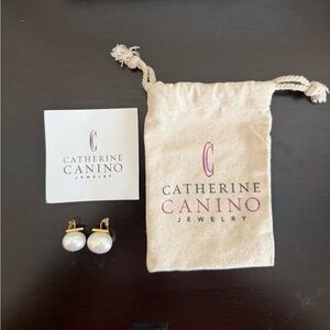 Gold and White Earrings
